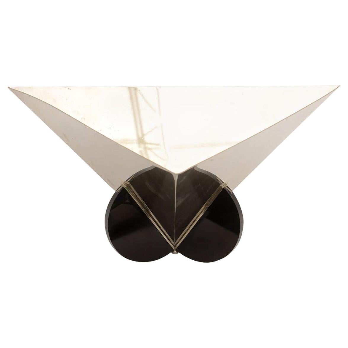 Stainless Steel and Black Resin Modernist Bowl, Italian