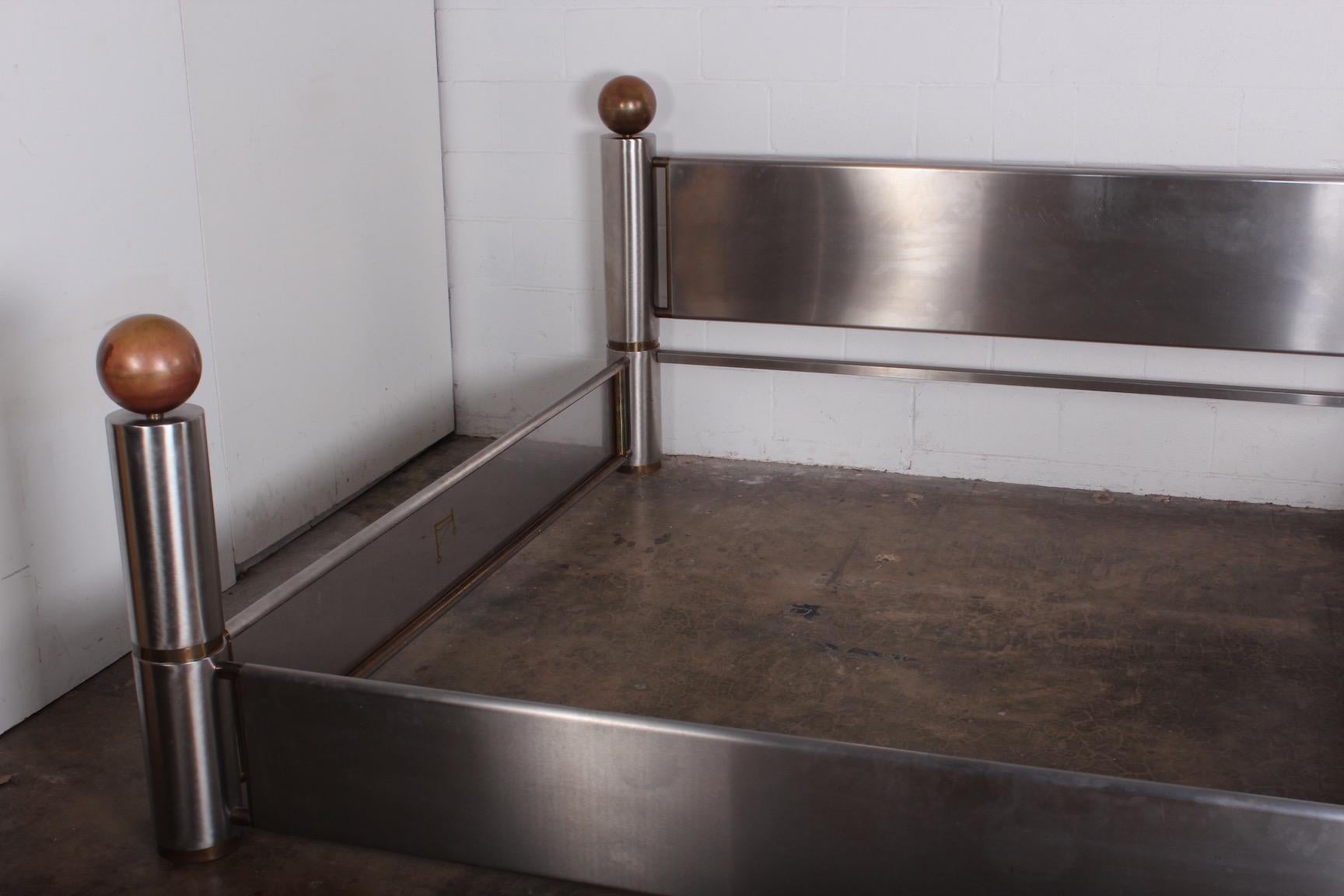 Stainless Steel and Brass Bed In Good Condition In Dallas, TX