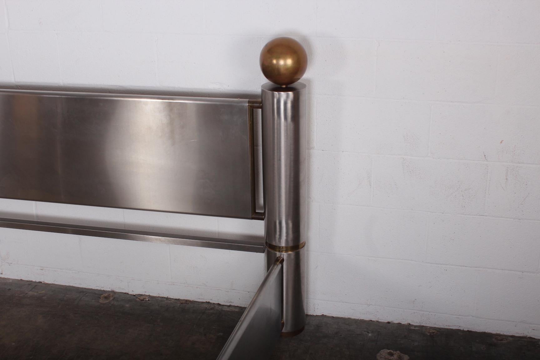Late 20th Century Stainless Steel and Brass Bed