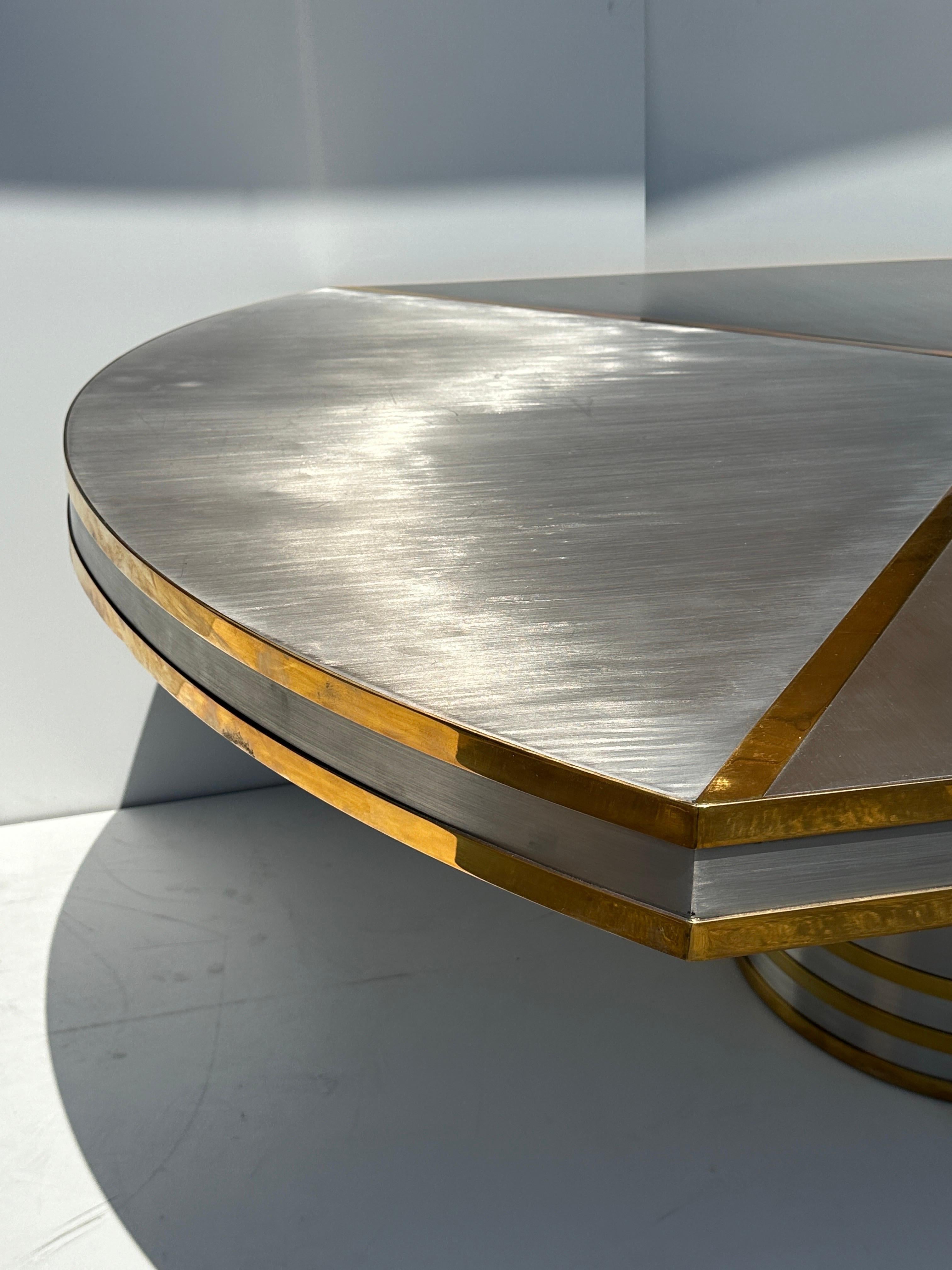 Stainless Steel and Brass Dining Table  For Sale 2