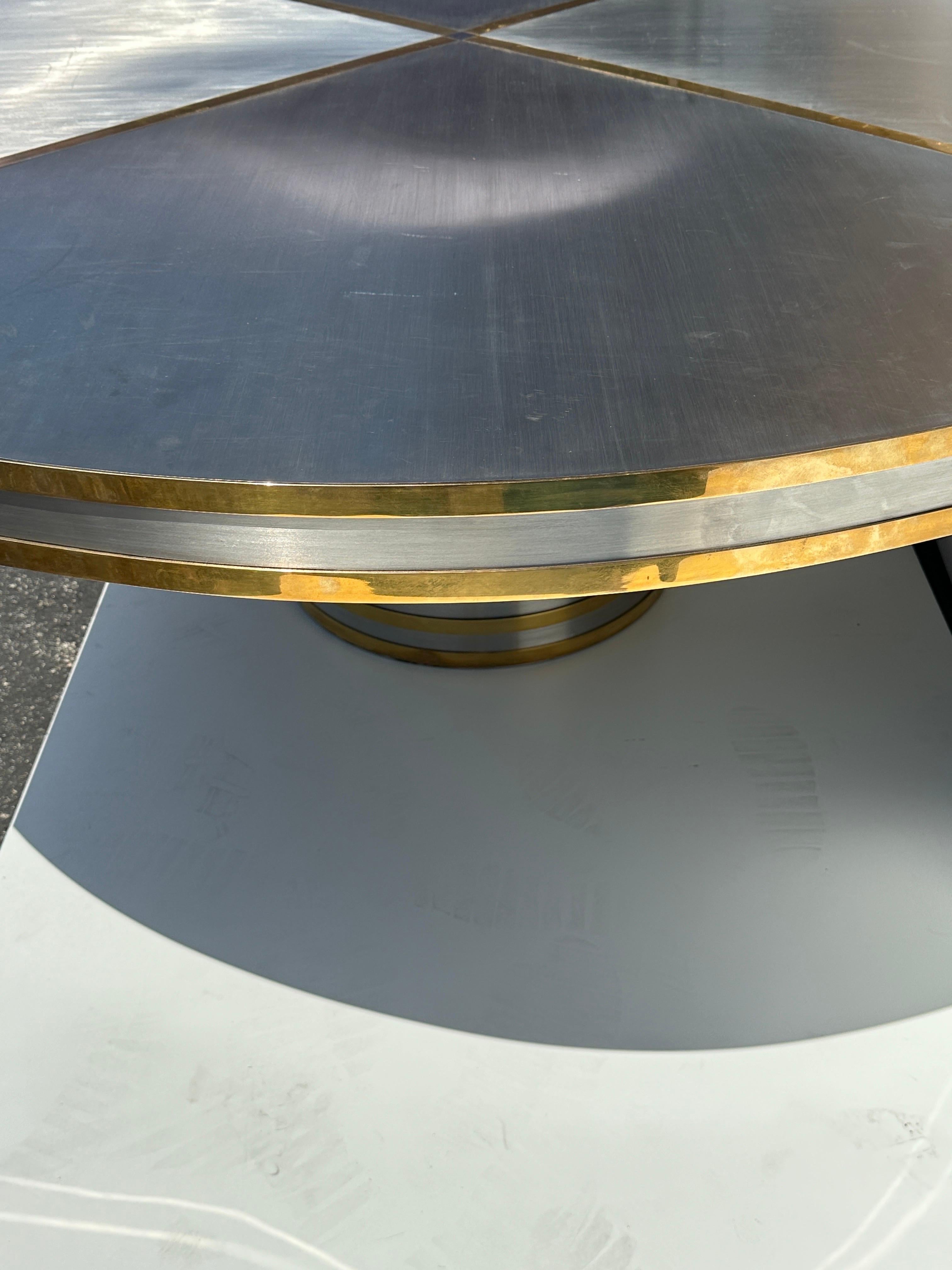 Stainless Steel and Brass Dining Table  For Sale 4