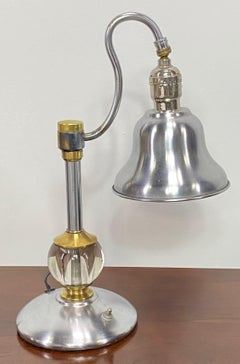 Stainless Steel and Brass Table Lamp, American Mid-Century
