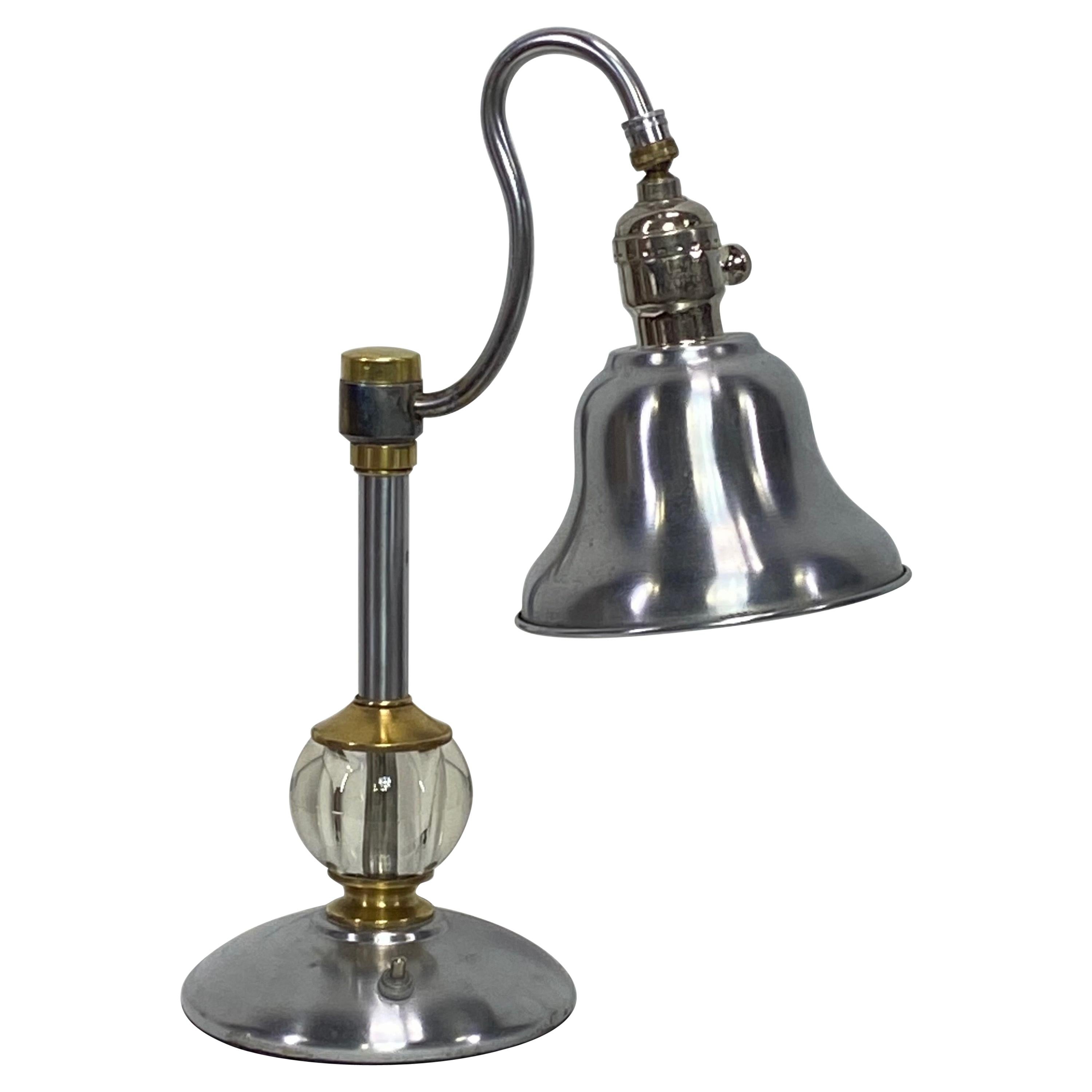 Tischlampe aus Edelstahl und Messing, amerikanische Mid-Century-Stil