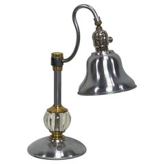 Vintage Stainless Steel and Brass Table Lamp, American Mid-Century