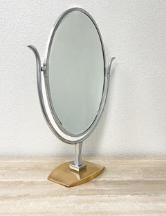 Miroir de coiffeuse Wishbone en acier inoxydable et laiton de Charles Hollis Jones