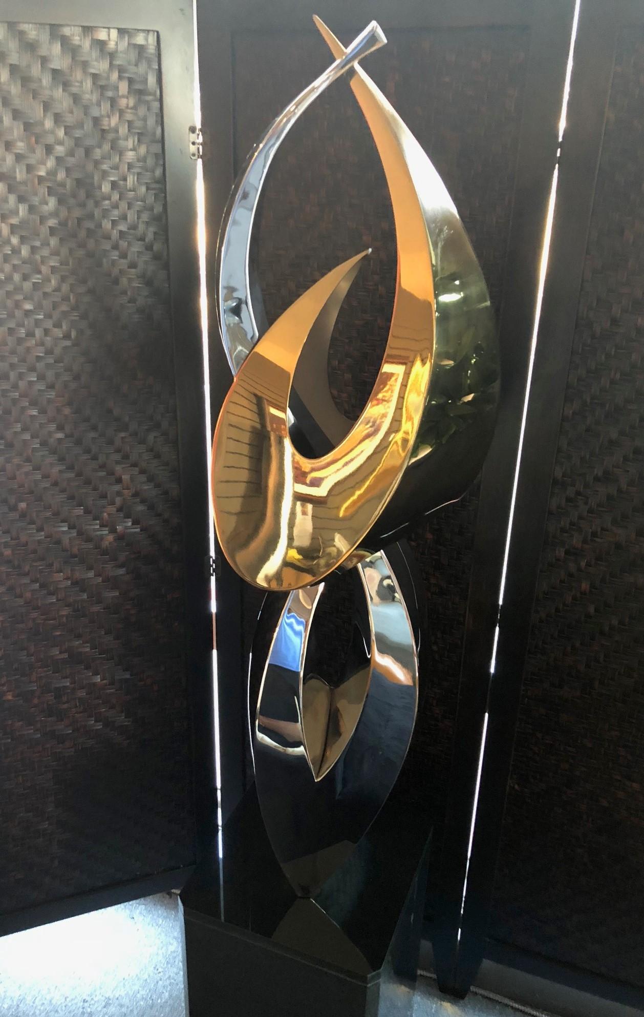 American Stainless Steel and Bronze Sculpture 