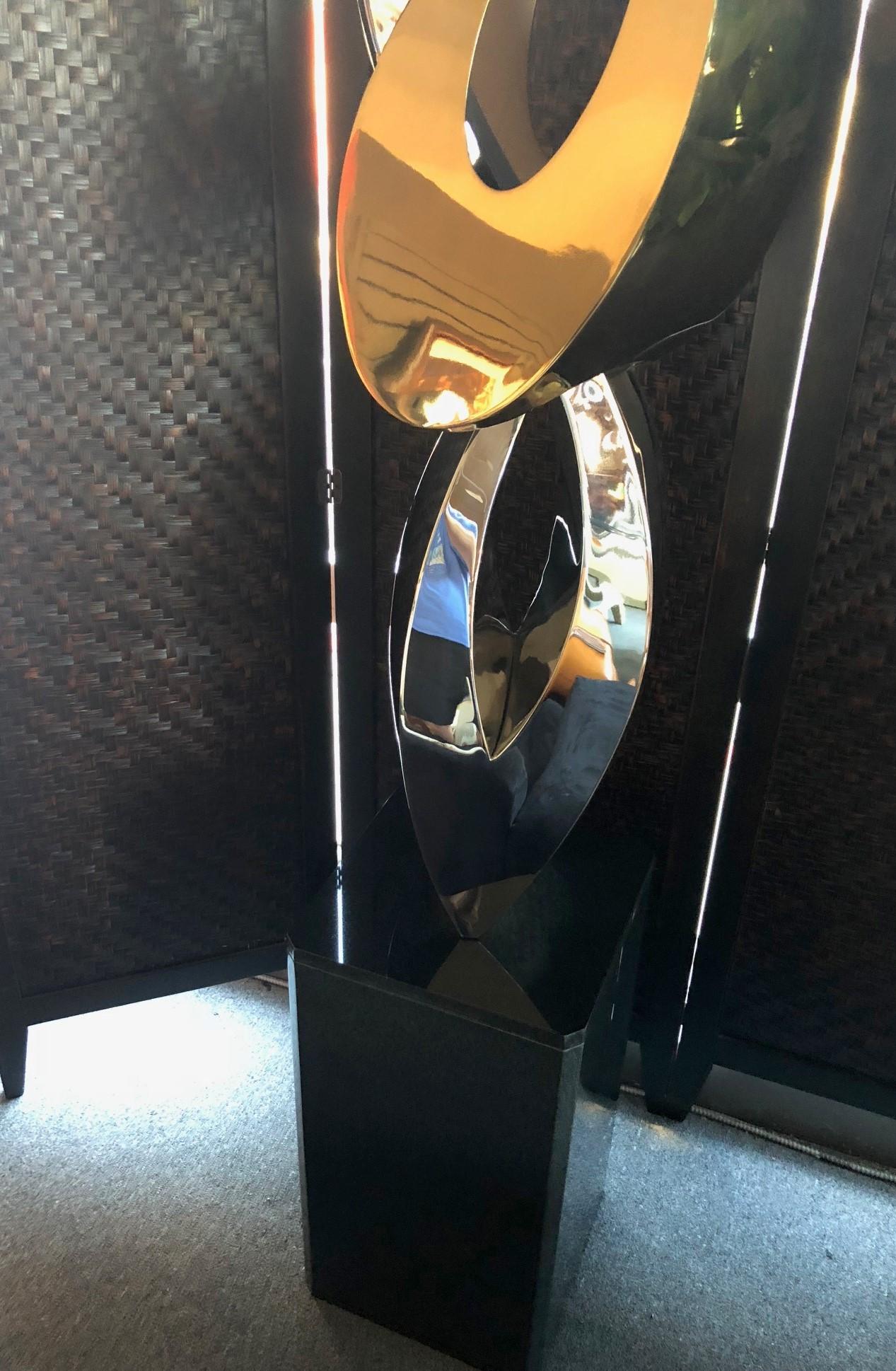 20th Century Stainless Steel and Bronze Sculpture 