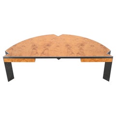 Bureau en acier inoxydable et bois de ronce de Leon Rosen pour Pace, années 1980