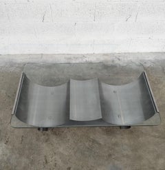 Stainless Steel and Glass Coffee Table by Francois Monnet for Kappa 70s