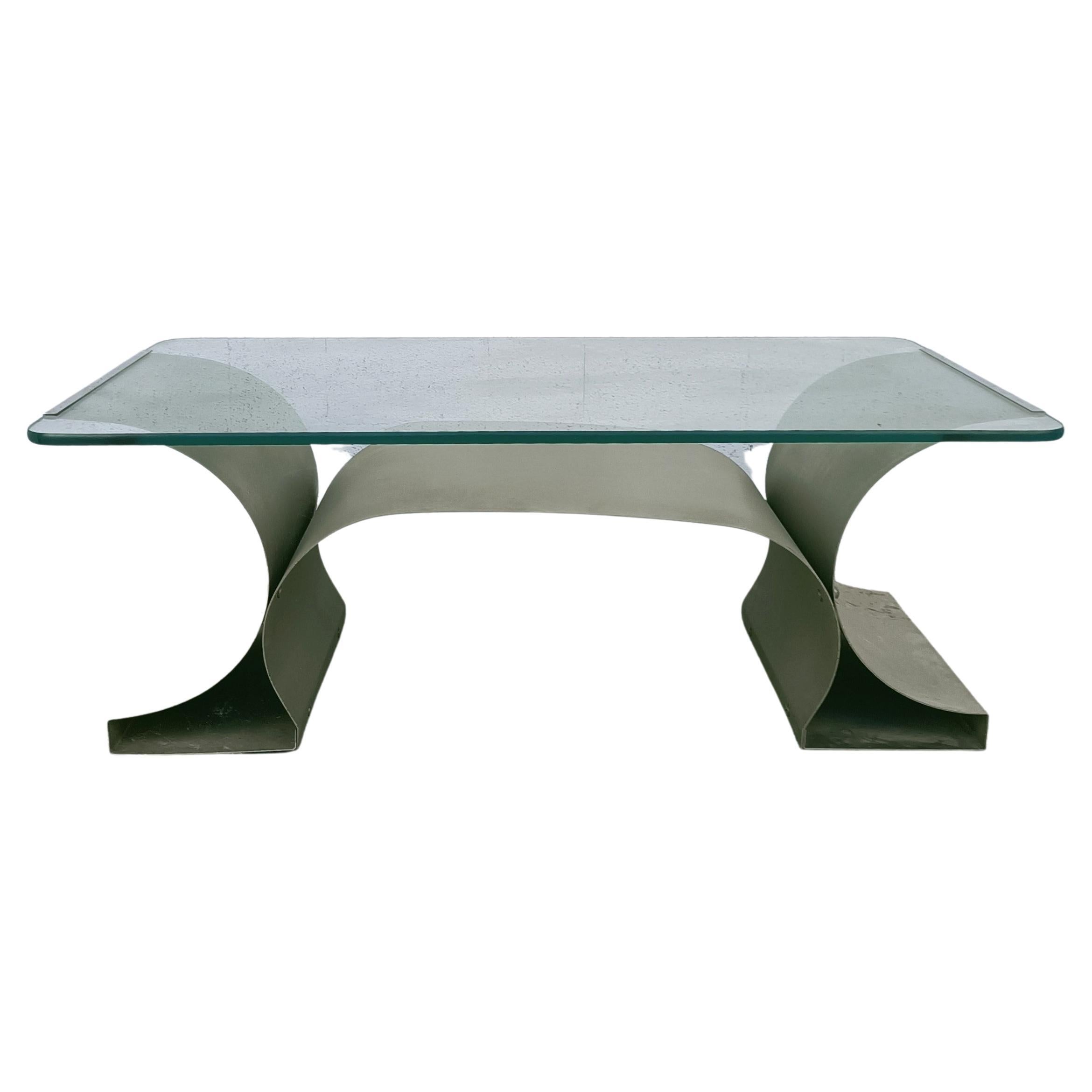 Stainless Steel and Glass Coffee Table by Francois Monnet for Kappa 70s