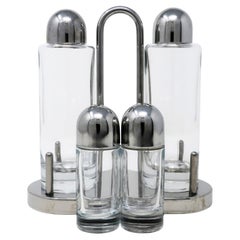 Set de burettes en acier inoxydable et verre par Ettore Sottsass pour Alessi 