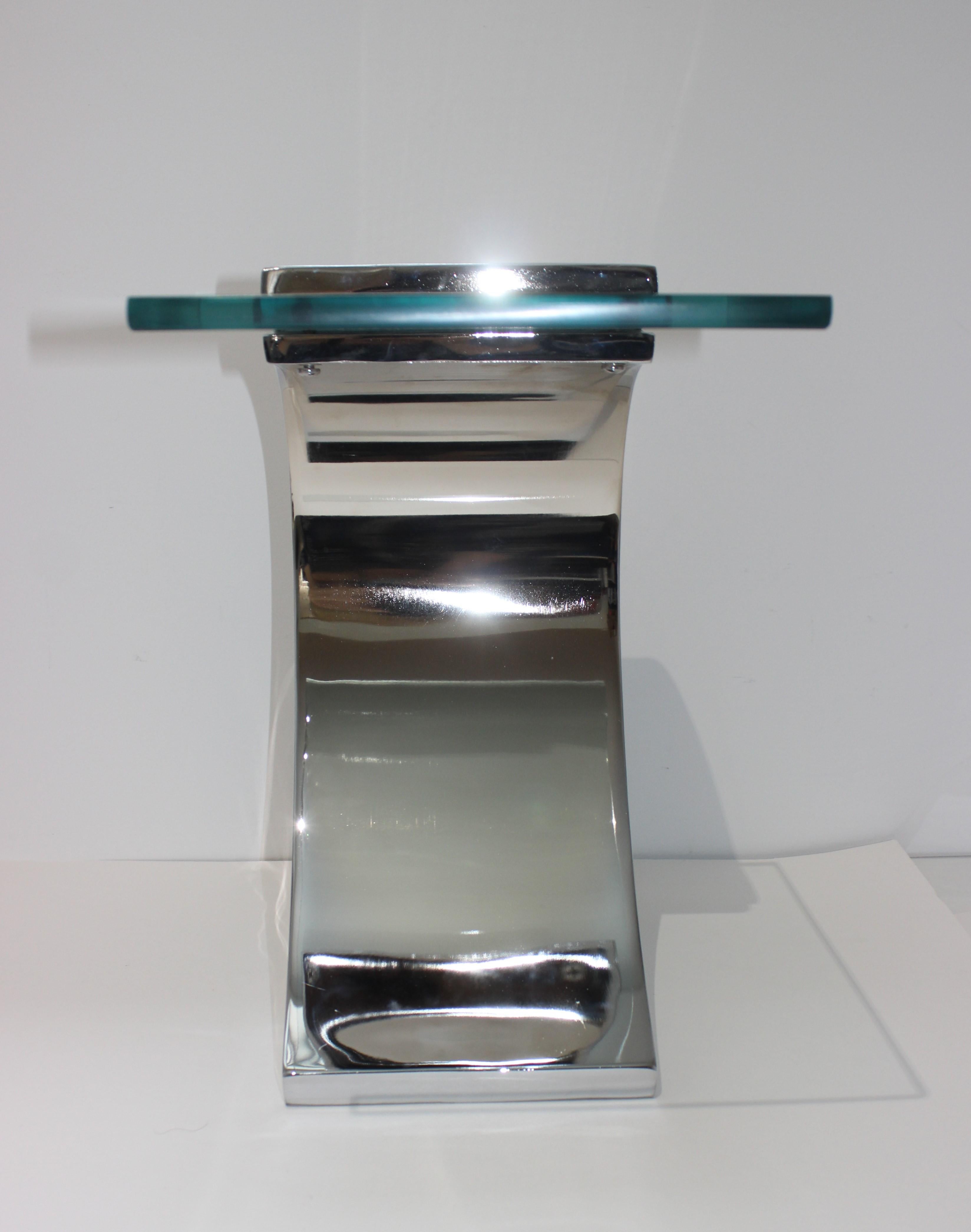 American Stainless Steel and Glass Drinks Table