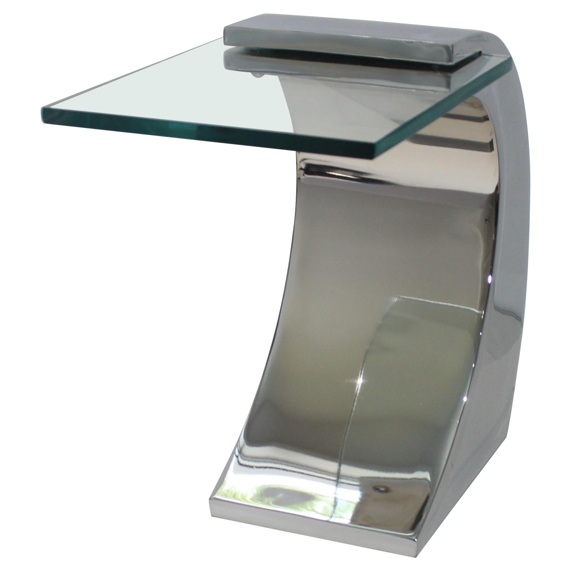 Stainless Steel and Glass Drinks Table