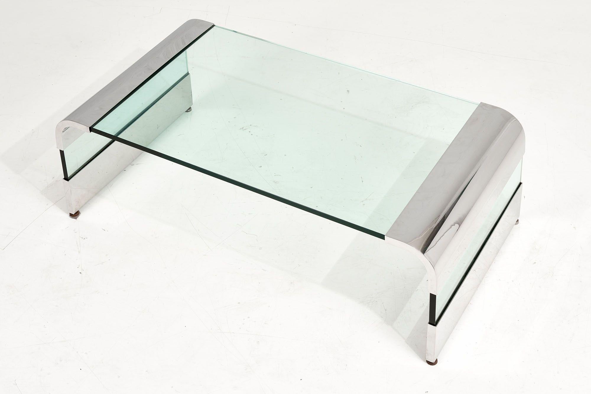glass waterfall table