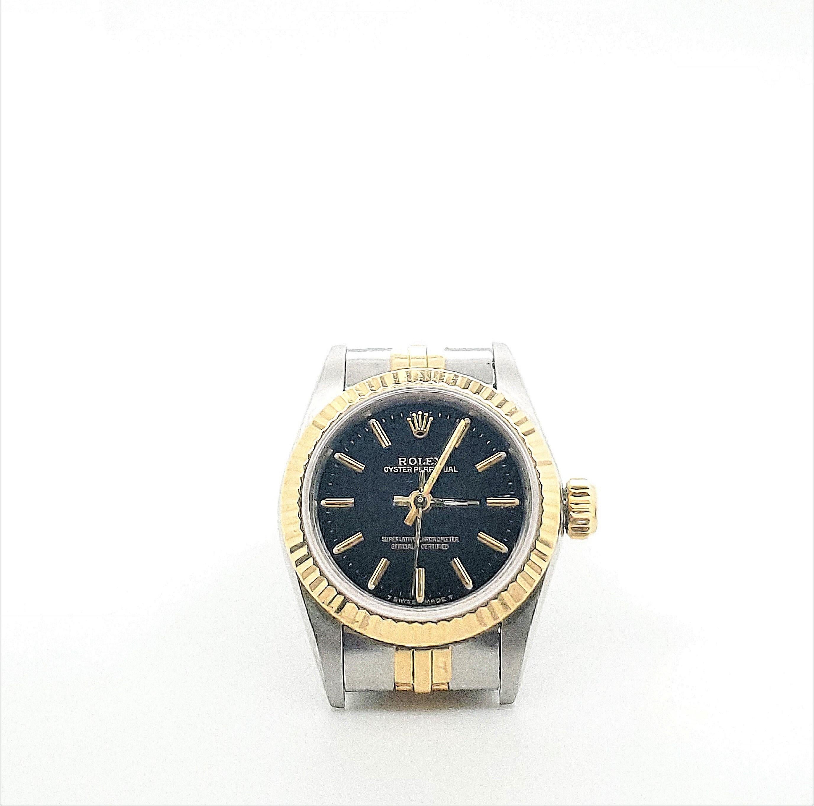 Women's Stainless Steel and Gold Rolex Oyster Perpetual