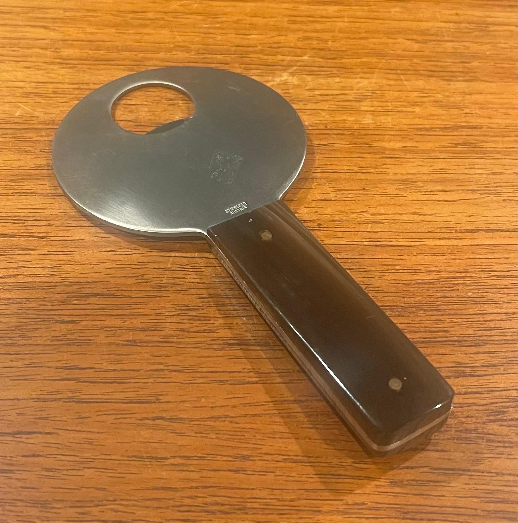 Stainless Steel and Horn Bottle Opener by Carl Auböck In Good Condition In San Diego, CA