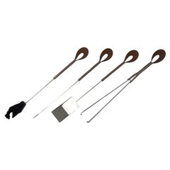 Stainless steel and leather Fireplace Tools Sets FELUS