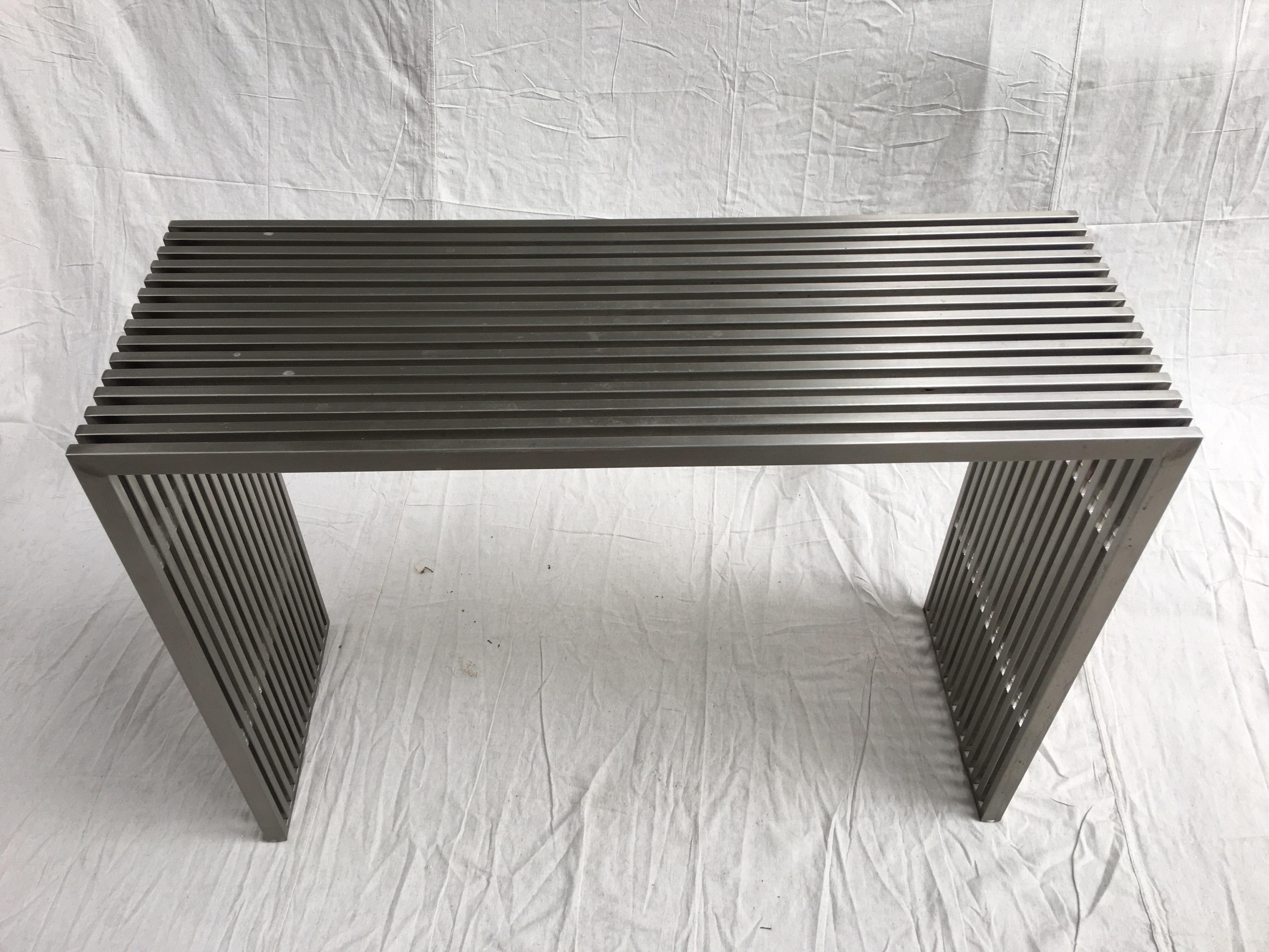 Stainless Steel and Lucite Slat Console 4
