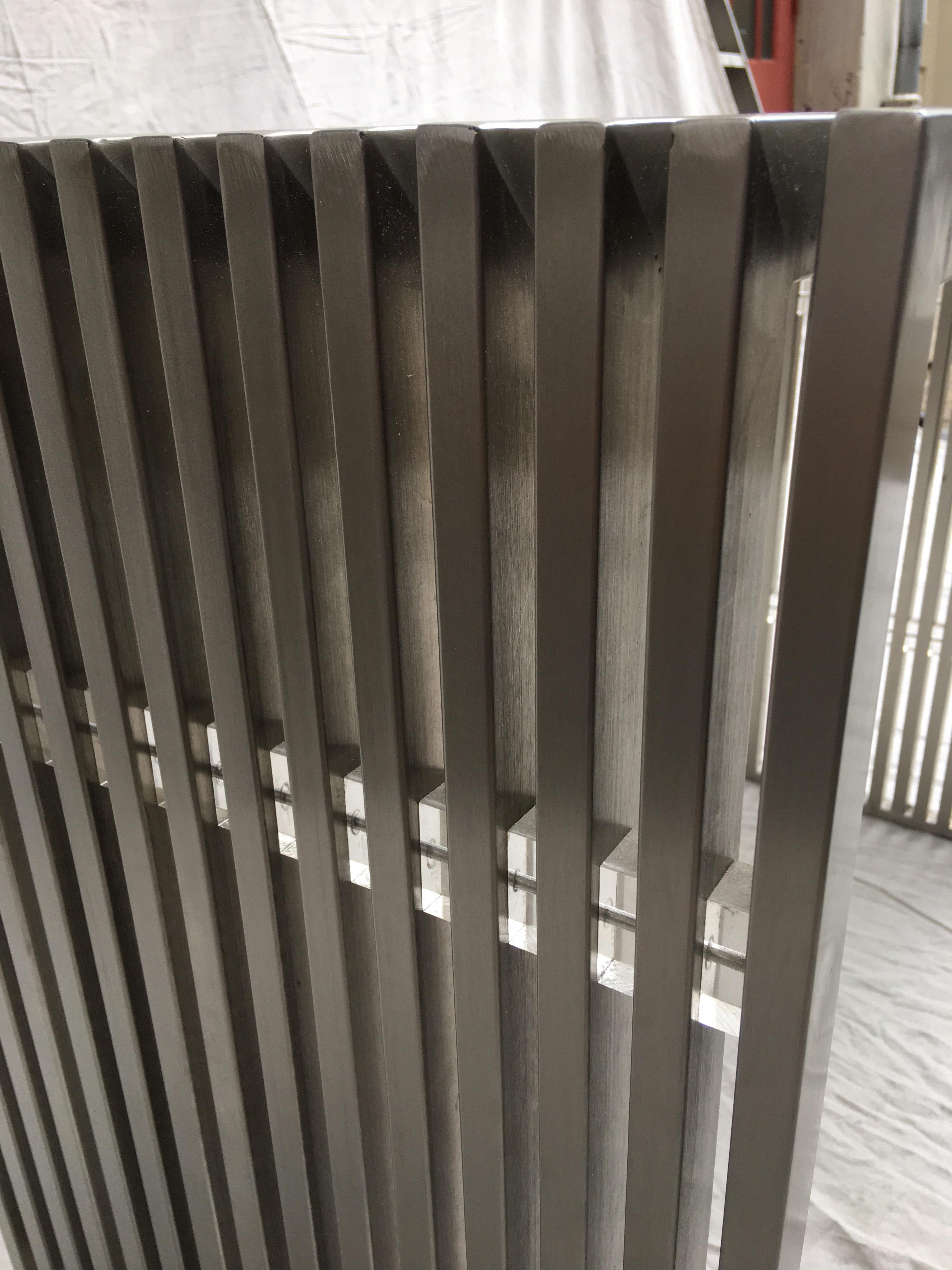 American Stainless Steel and Lucite Slat Console
