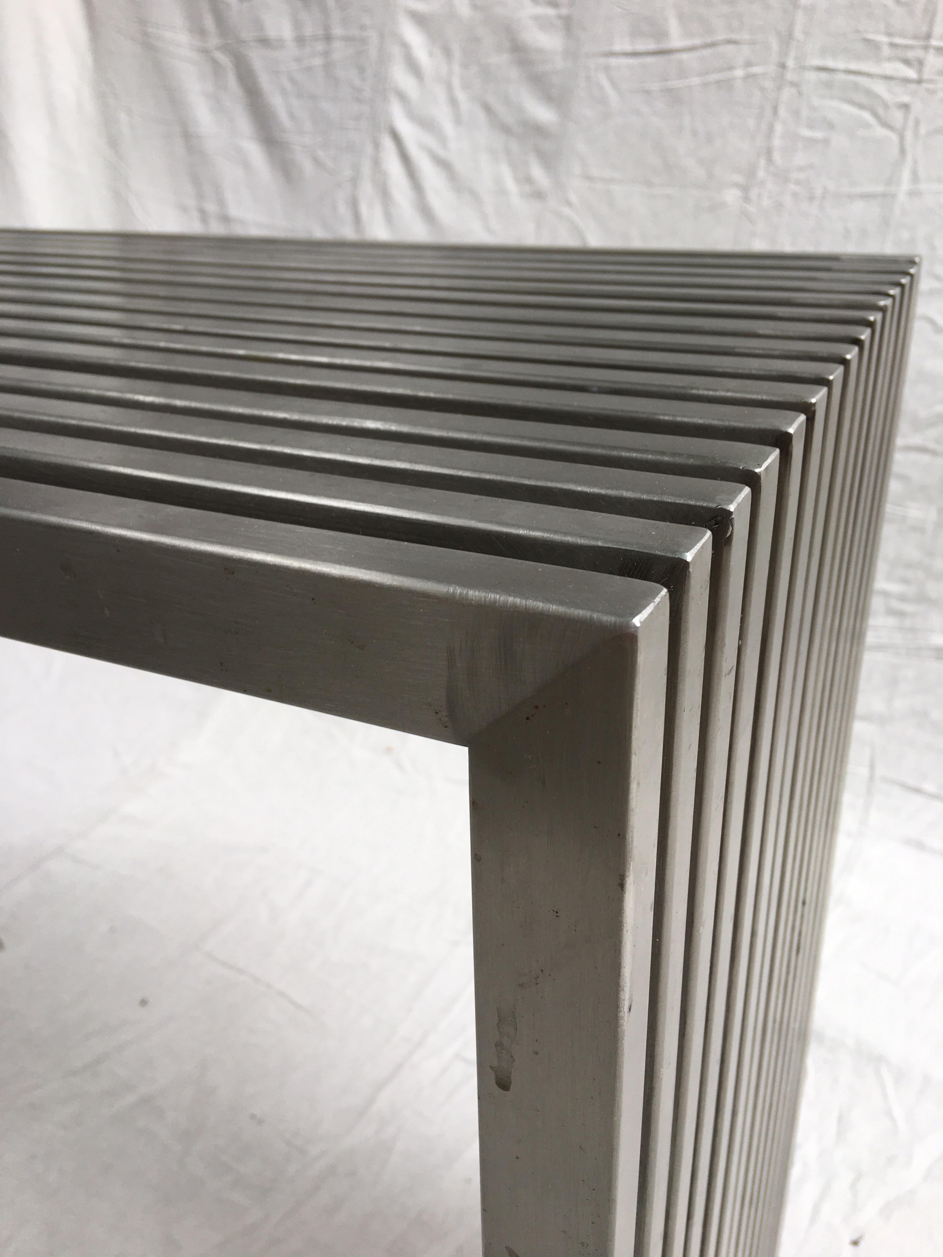 Stainless Steel and Lucite Slat Console 2
