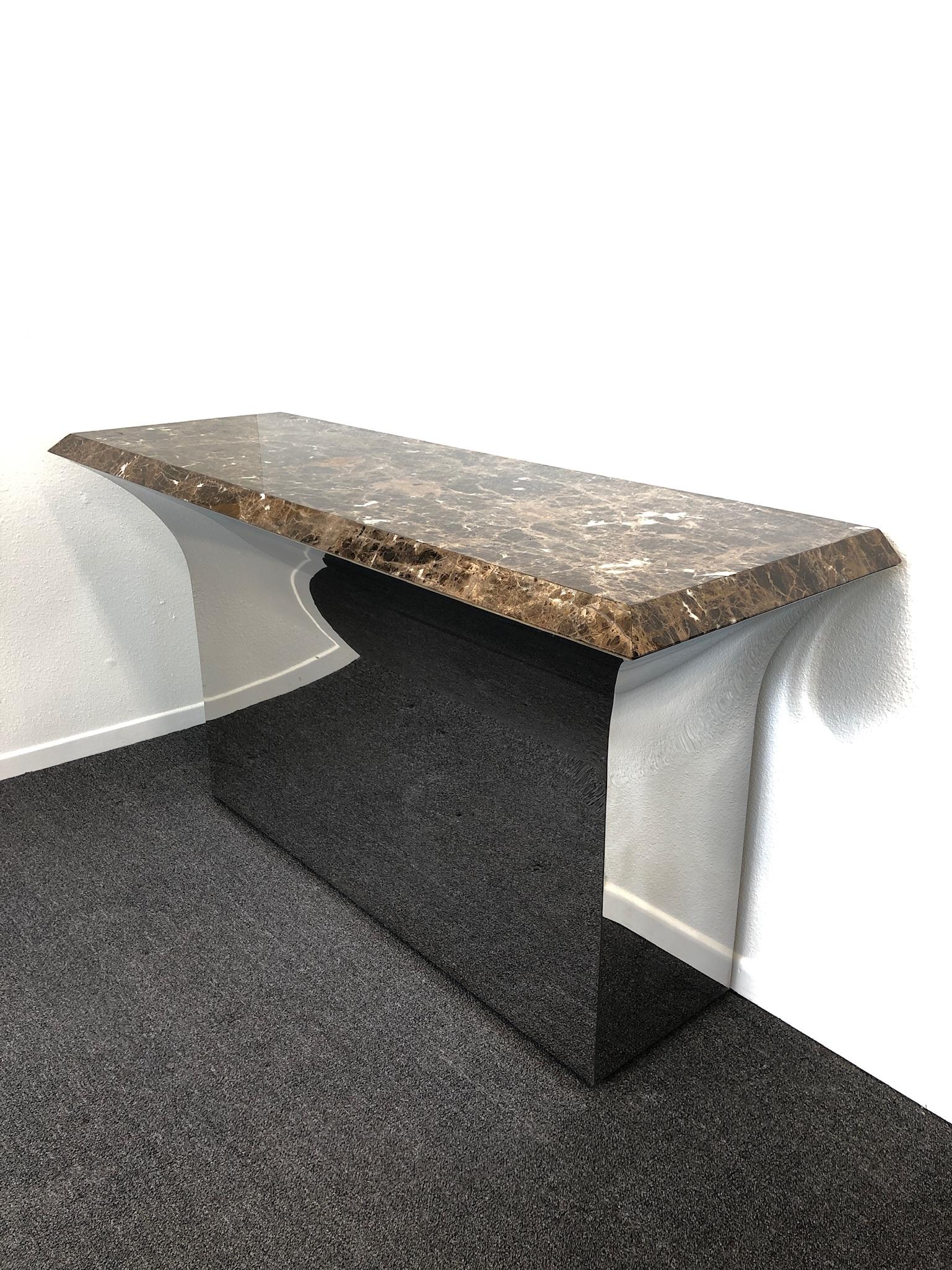 Stainless Steel and Marble Console Table by Sally Sirkin Lewis 2