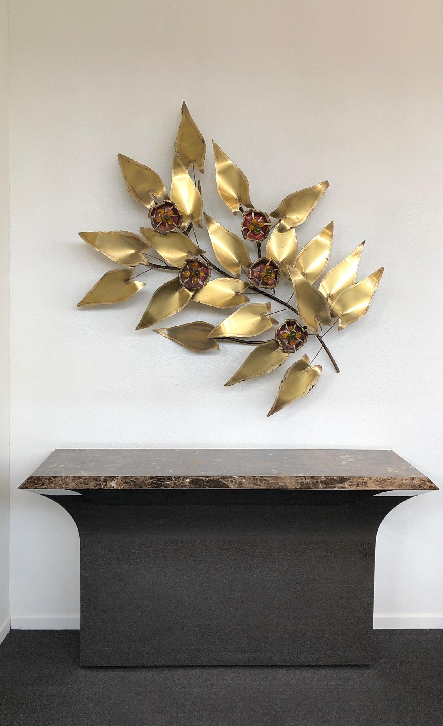 Stainless Steel and Marble Console Table by Sally Sirkin Lewis 3