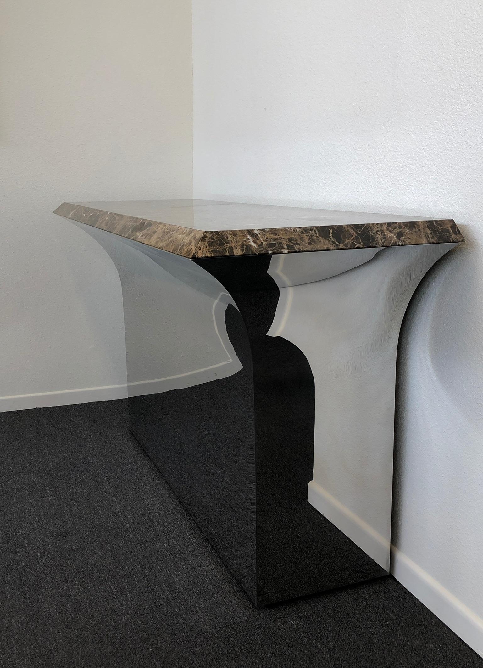 Modern Stainless Steel and Marble Console Table by Sally Sirkin Lewis