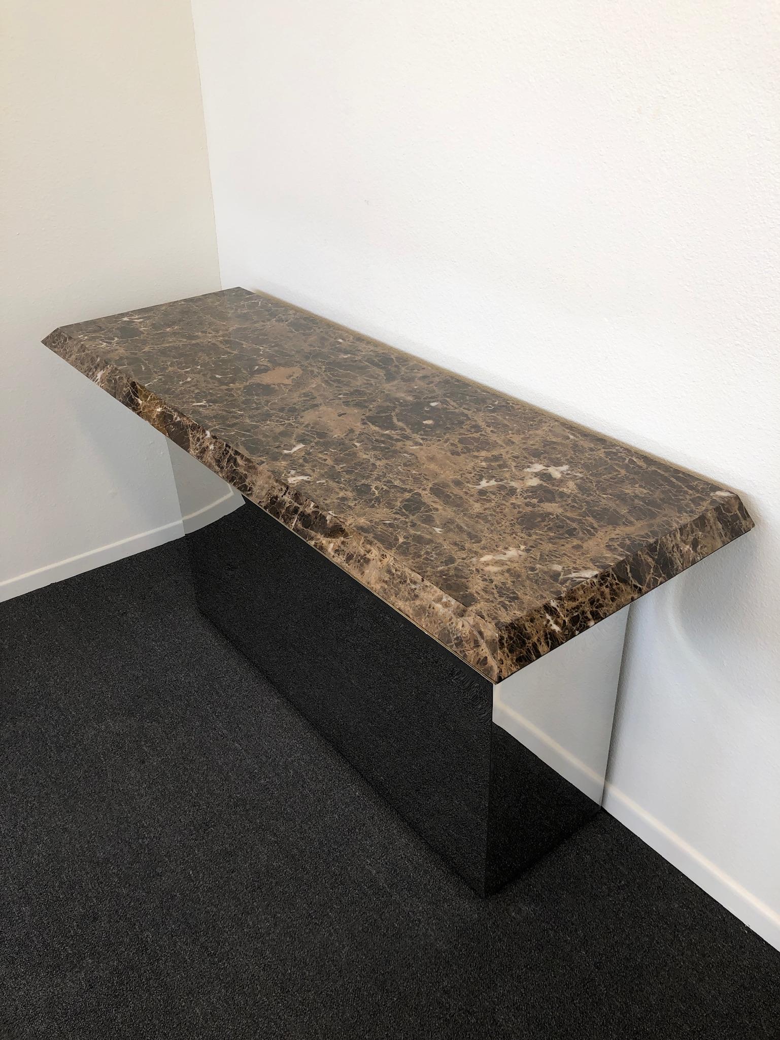 Polished Stainless Steel and Marble Console Table by Sally Sirkin Lewis