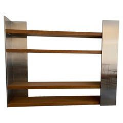 Stainless Steel and Walnut Room Divider/ Shelf