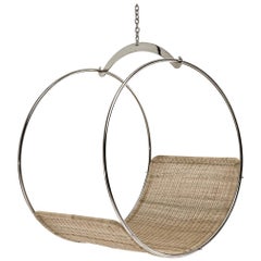 Silla Columpio Contemporánea para Adultos de Acero Inoxidable y Mimbre by Egg Designs