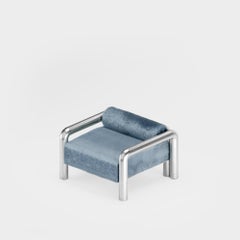 Acciaio inossidabile, poltrona, poltrona da salotto, rivestita in pelliccia, design moderno
