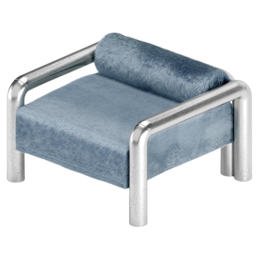 Stainless Steel, Armchair, Lounge Chair, Upholstered by Fur, Modern Design