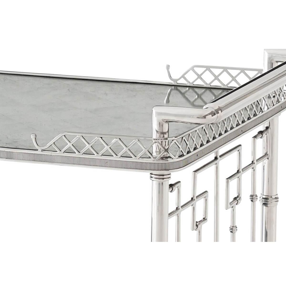 Mid-Century Modern Stainless Steel Bar Cart