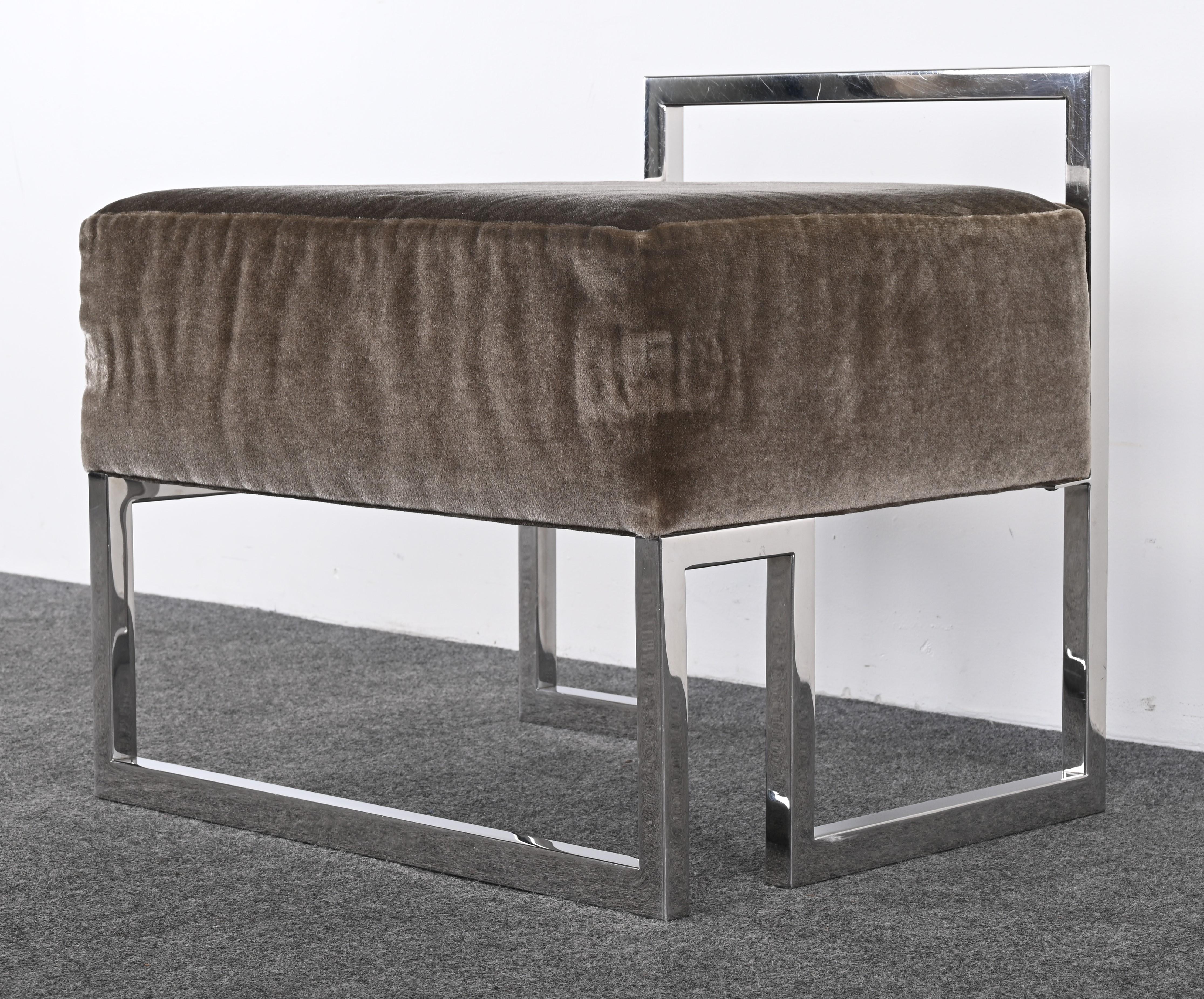 Modern Stainless Steel Bench by Vladimir Kagan for Gucci, 1990s For Sale