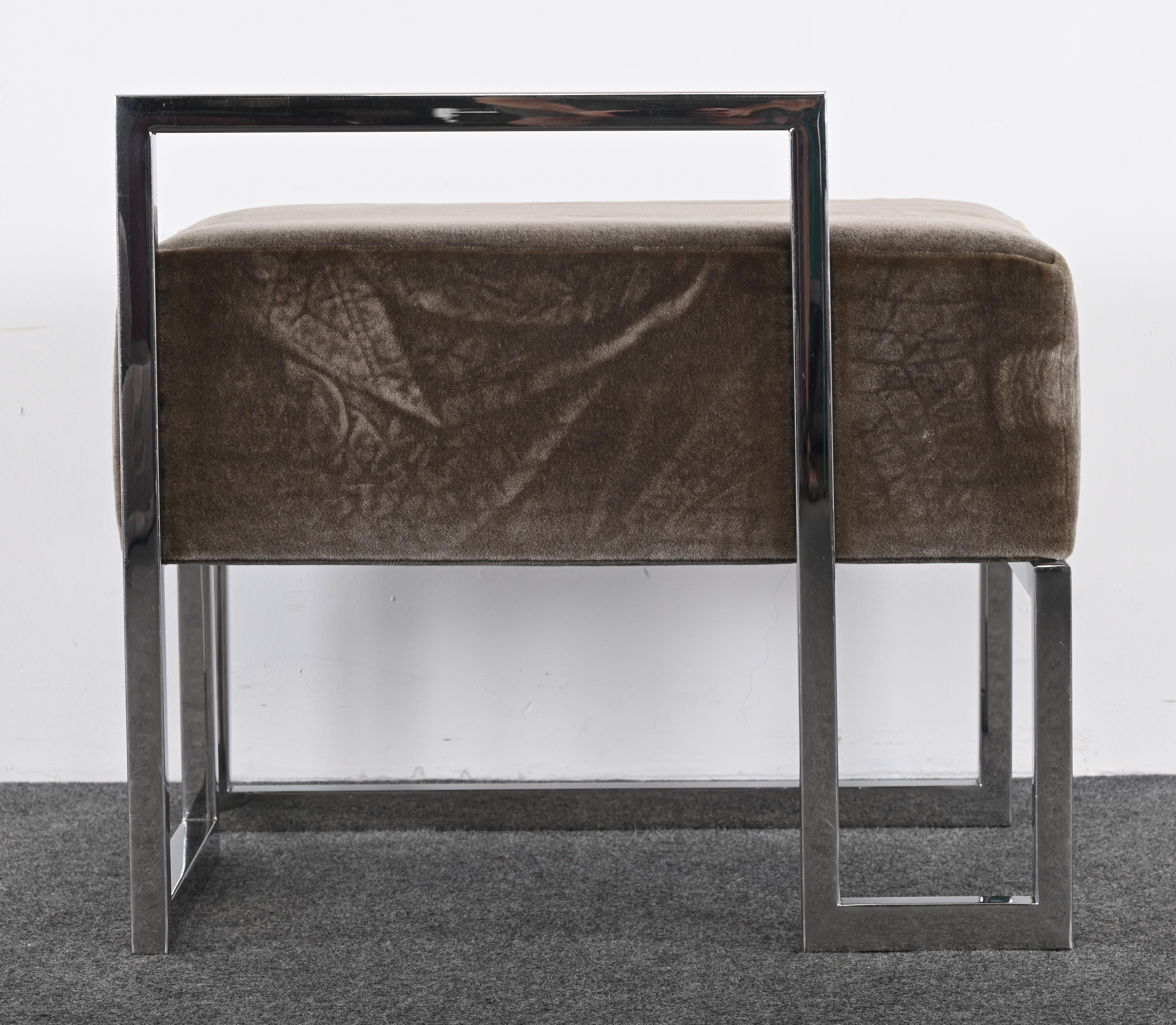 Late 20th Century Stainless Steel Bench by Vladimir Kagan for Gucci, 1990s For Sale