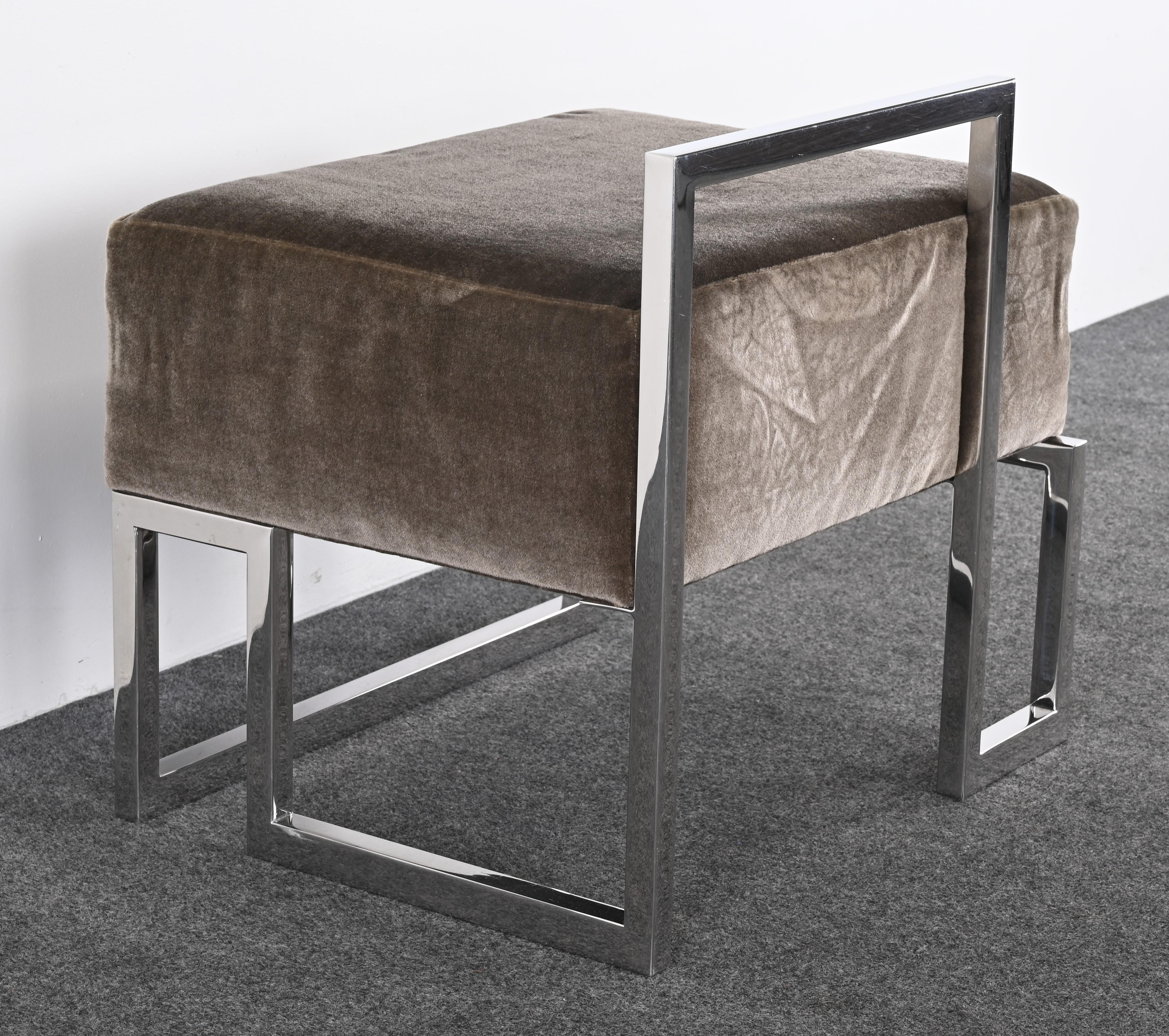 Stainless Steel Bench by Vladimir Kagan for Gucci, 1990s For Sale 1
