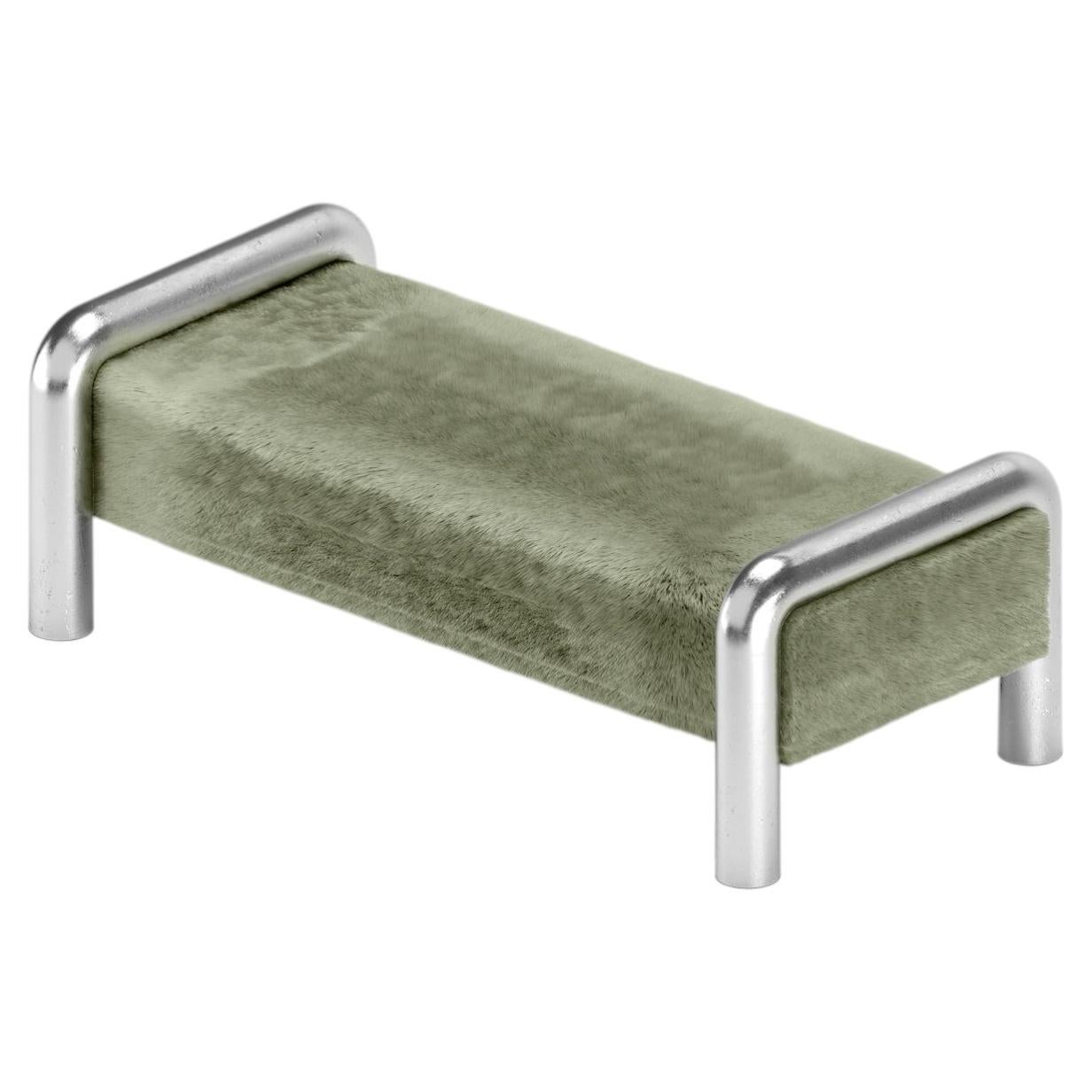 Stainless Steel, Lounge Bench, Bench, Upholstered by Fur, Modern Design