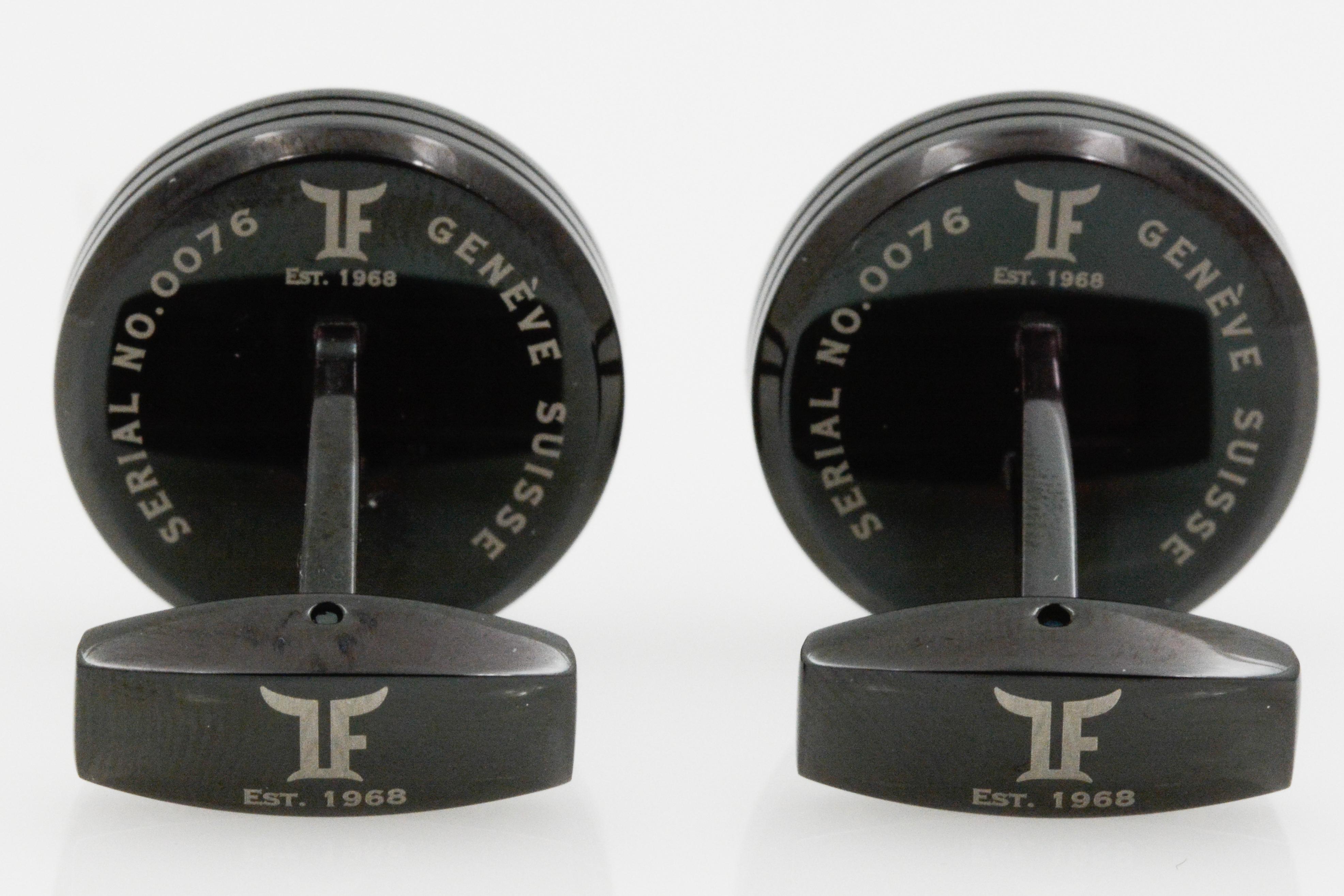 Modern Stainless Steel Black PVD Moving Moonphase Cufflinks