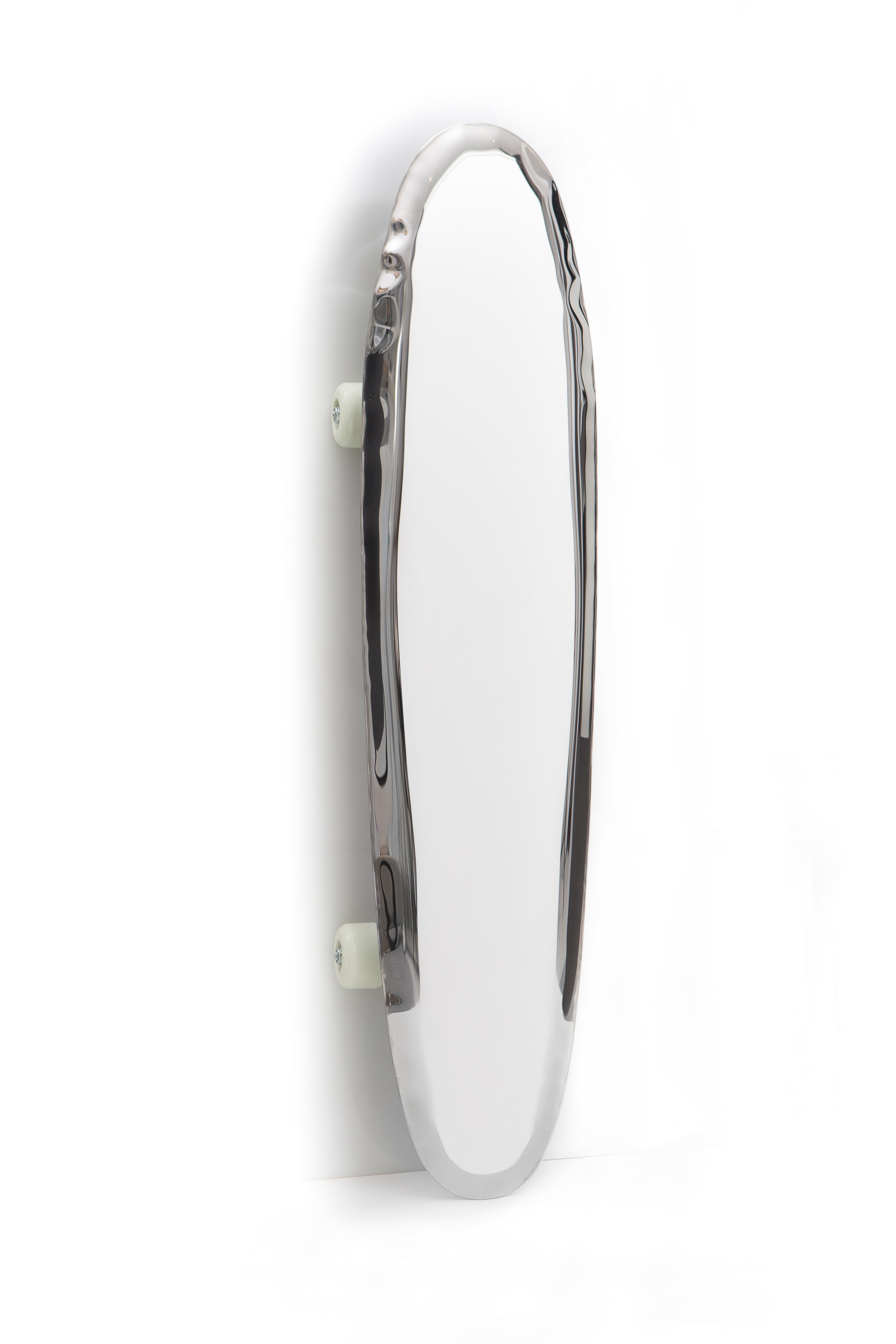 Stainless Steel Bolid wall sculpture by Zieta
Dimensions: W 20 x H 80 cm 
Material: Stainless Steel. 
Finish: Polished. 
Available also in Emerald finish.


BOLID, a streamlined object, inspired by the shape of a longboard and by the brightness of