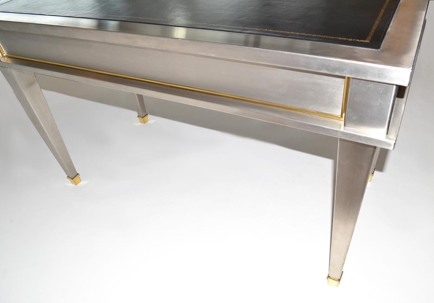 Stainless Steel Bronze Neoclassical Revival Writing Desk Table 20th Century 3