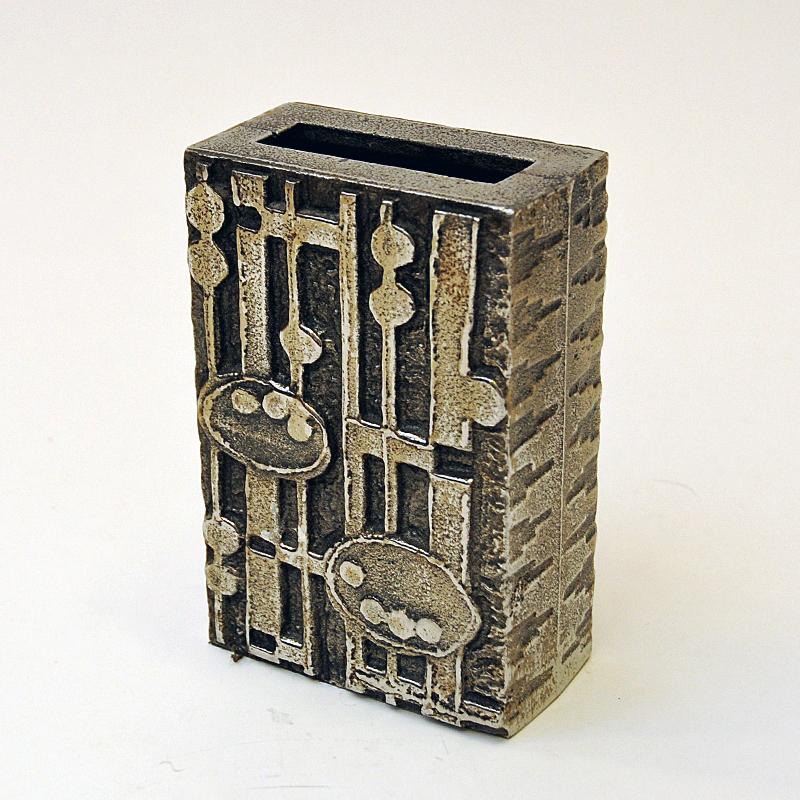 Beautiful and highly decorative brutalist Stainless Steel vase from the 