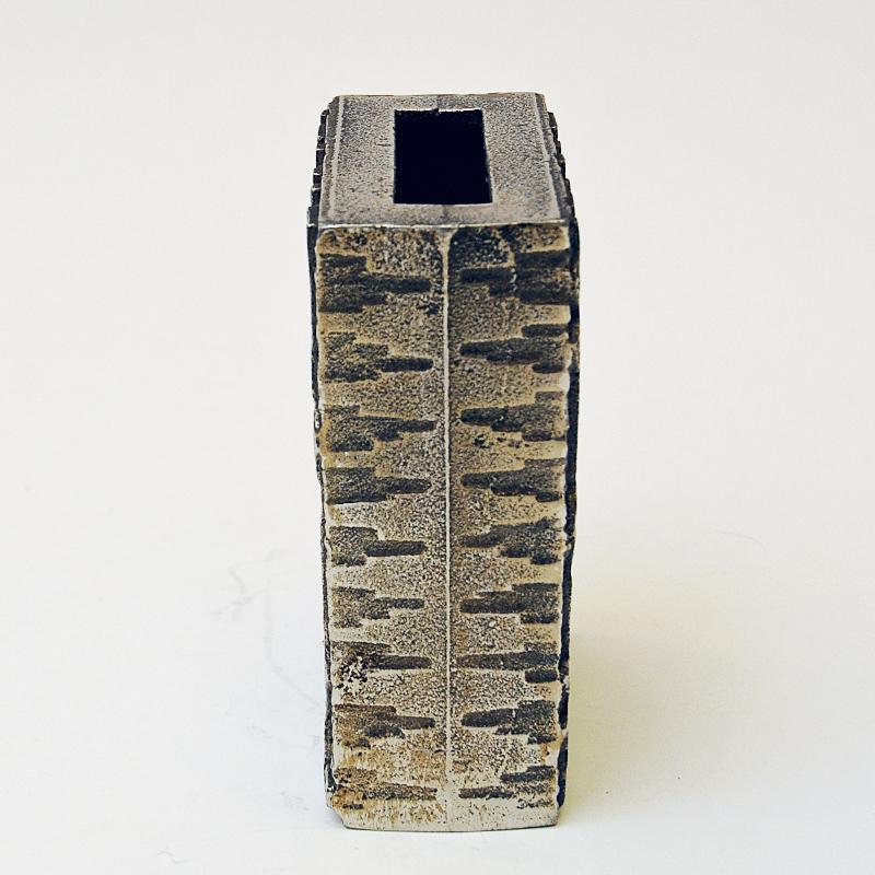 Late 20th Century Stainless Steel Brutalist Vase by Olav Joa for Polaris 1970s, Norway