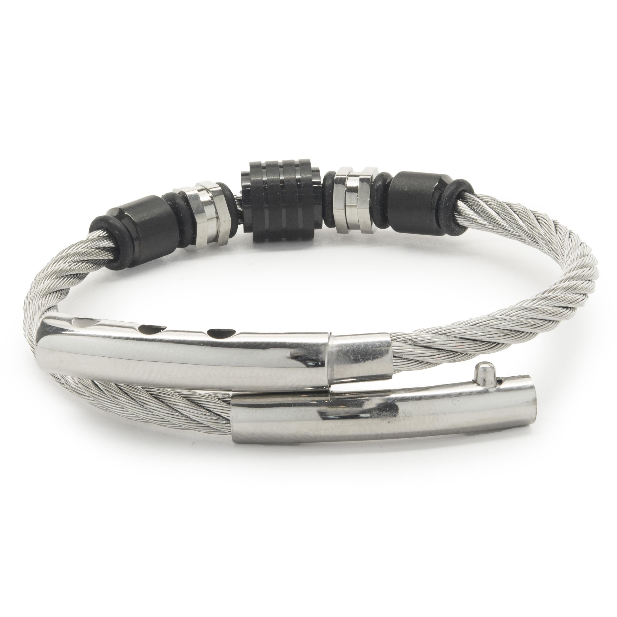 Stainless Steel Cable Wrap Bracelet In Excellent Condition For Sale In Scottsdale, AZ