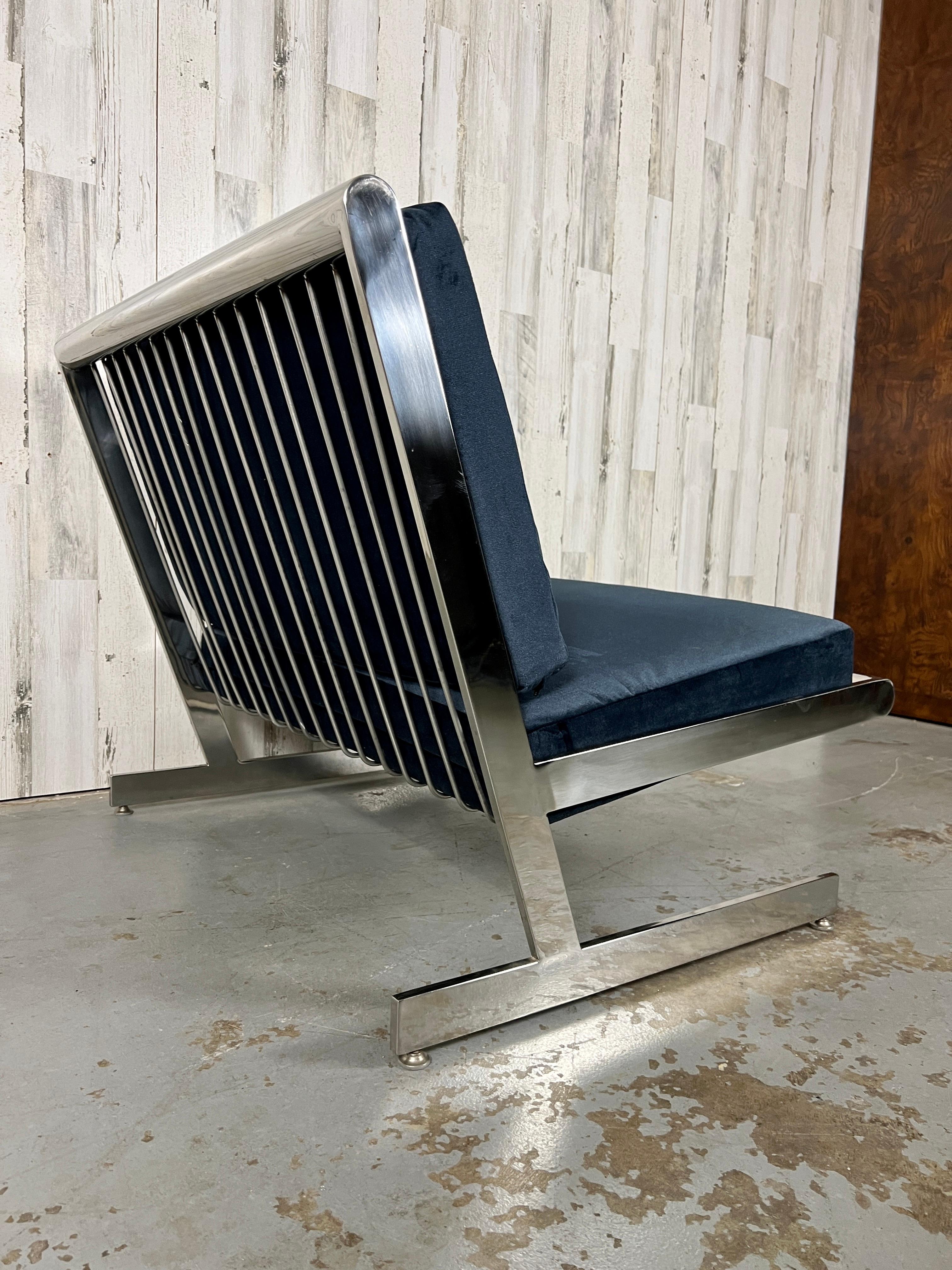 Stainless Steel Cantilevered Lounge Chair For Sale 5