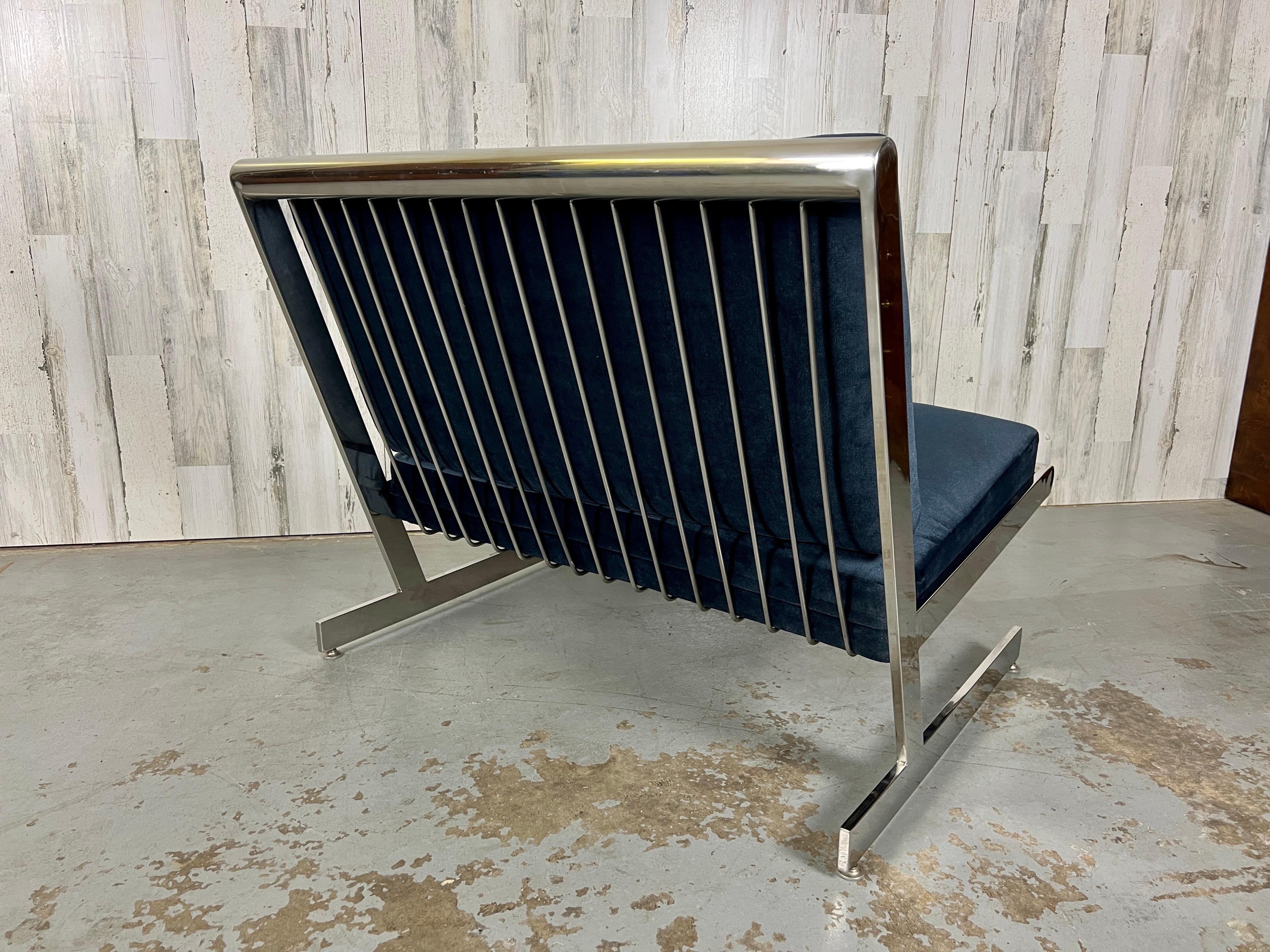 Stainless Steel Cantilevered Lounge Chair For Sale 6