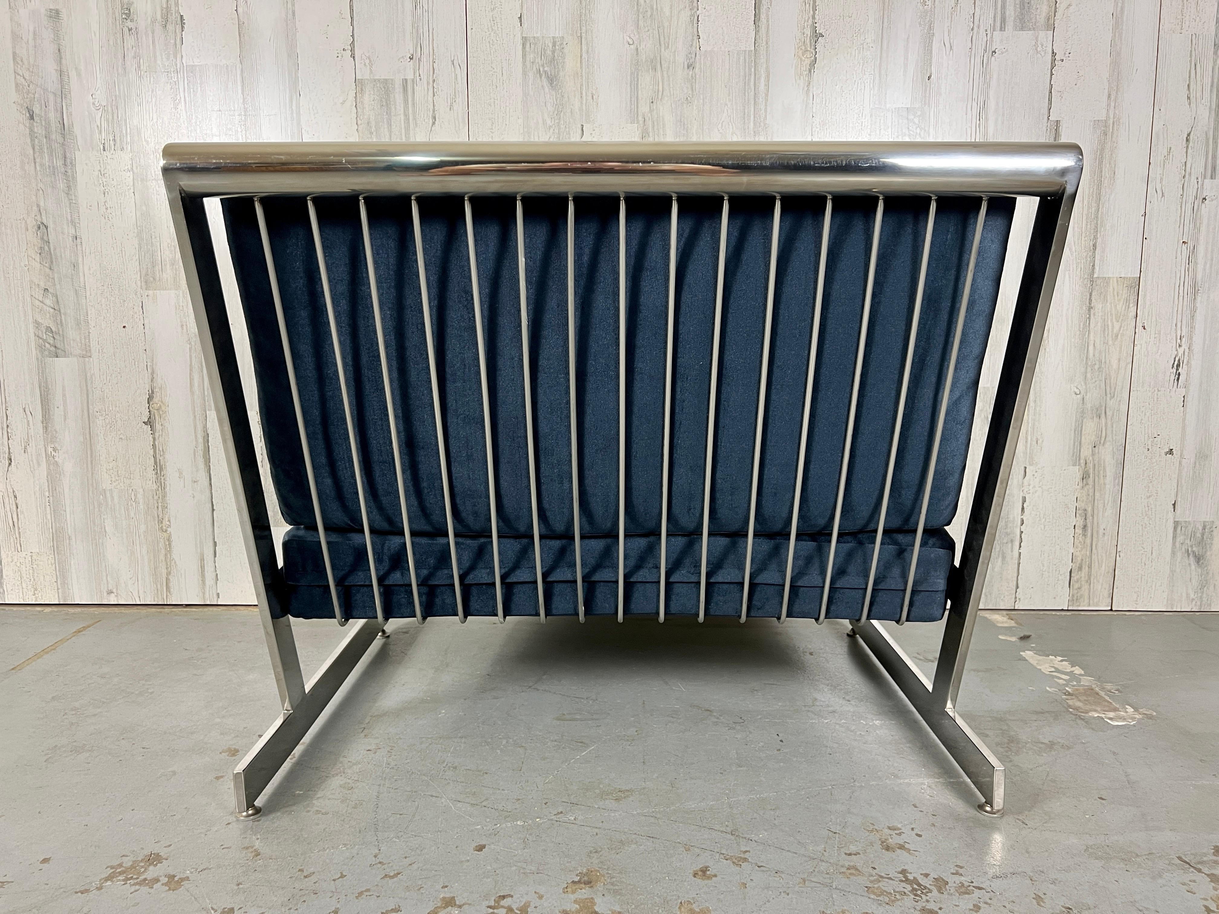 Stainless Steel Cantilevered Lounge Chair For Sale 8