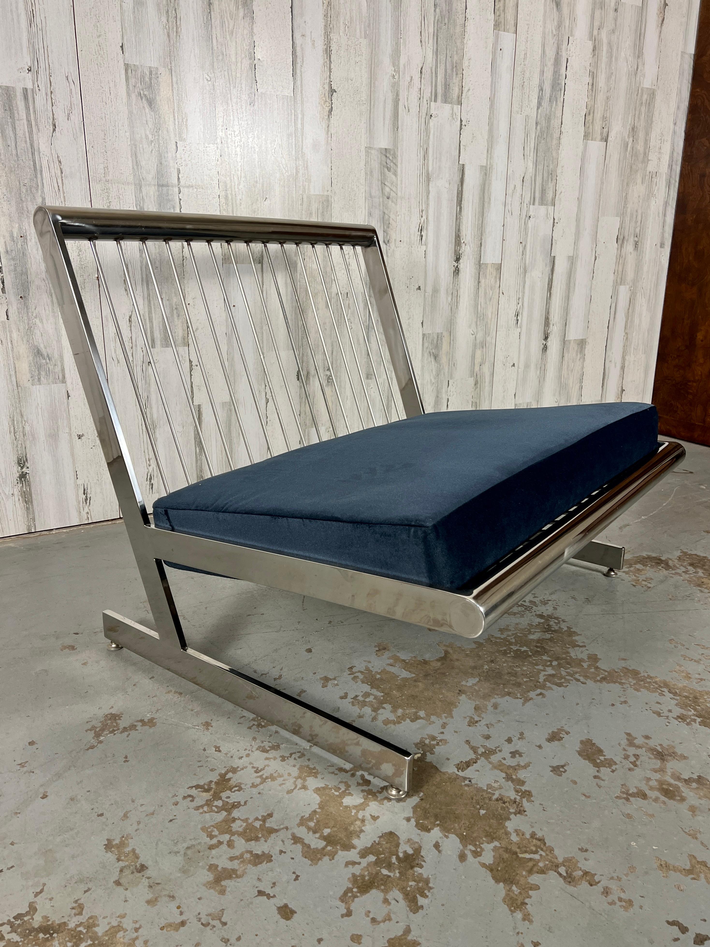 Stainless Steel Cantilevered Lounge Chair For Sale 11
