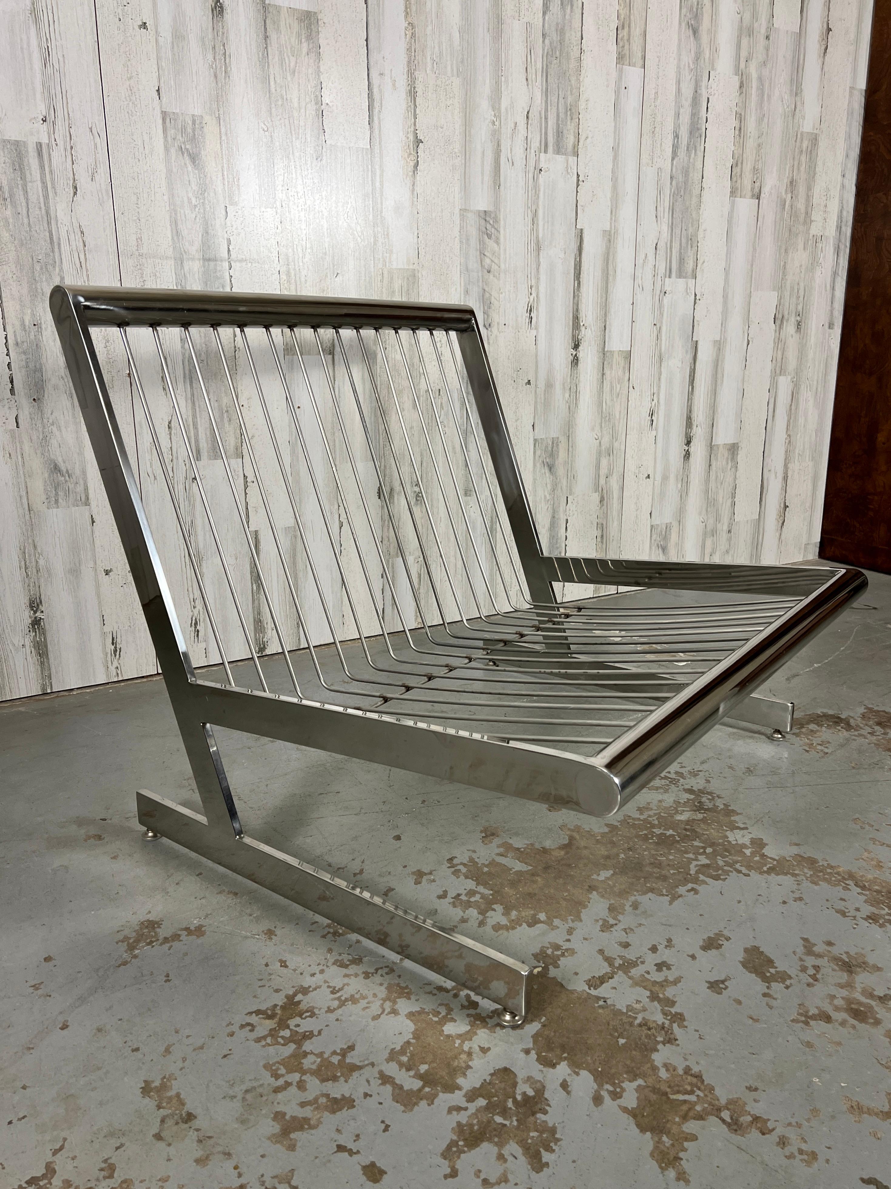 Stainless Steel Cantilevered Lounge Chair For Sale 12