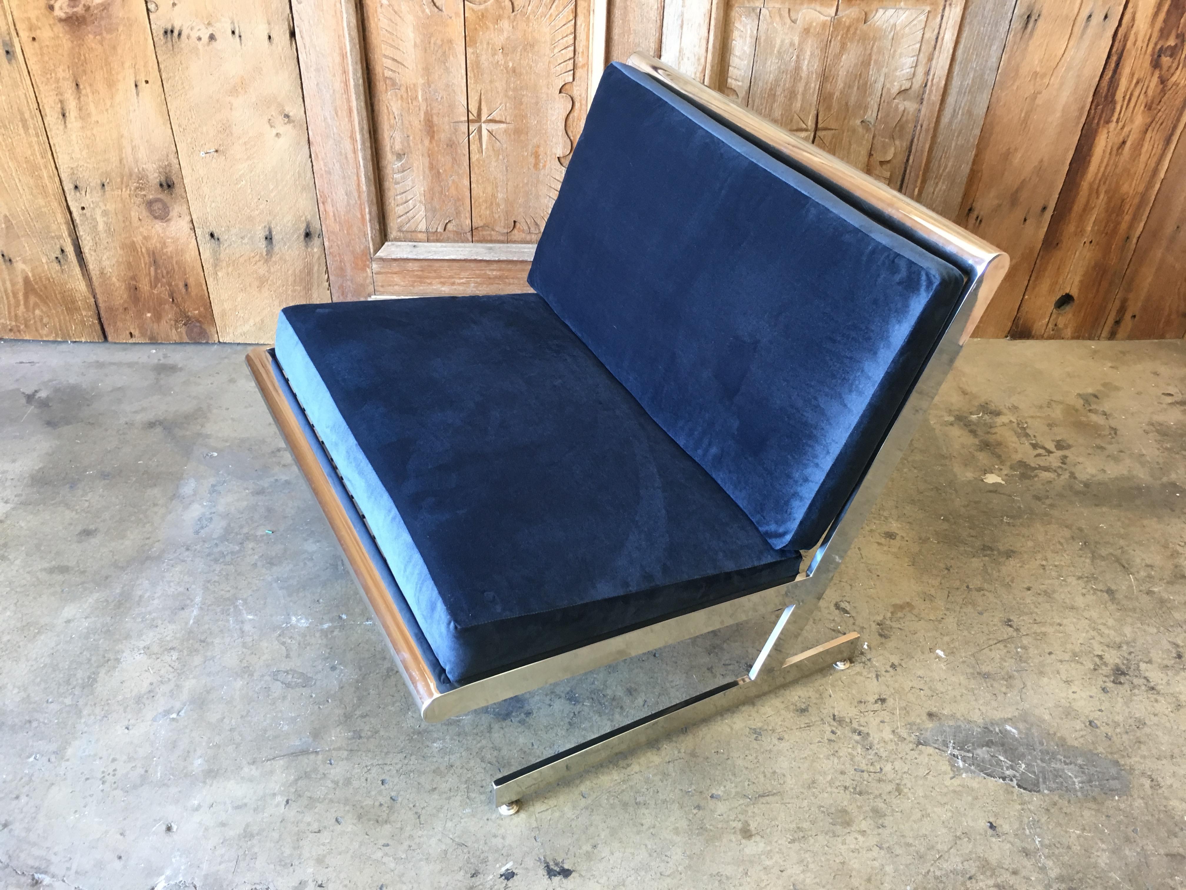 Mid-Century Modern Stainless Steel Cantilevered Lounge Chair