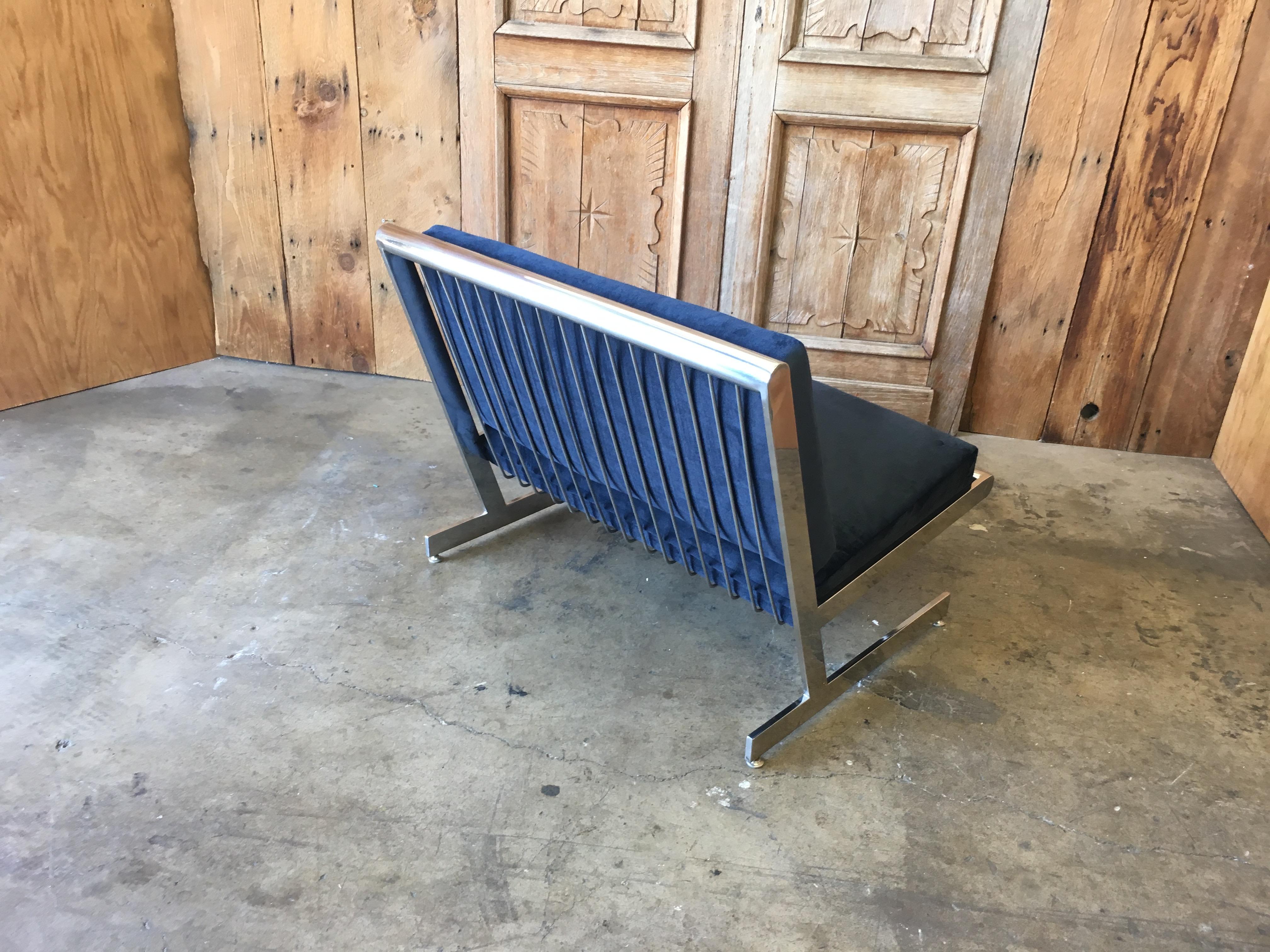 20th Century Stainless Steel Cantilevered Lounge Chair